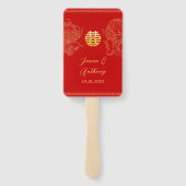 レッド中国の金ゴールド結婚ドラゴンとフェニックス ハンドファン (裏面)