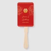 レッド中国の金ゴールド結婚ドラゴンとフェニックス ハンドファン (正面)