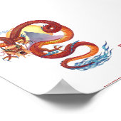 レッド中国の・ドラゴンプリント ポスター (角)