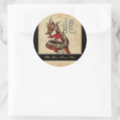 レッド中国の・ドラゴンラウンド蔵書票シール ラウンドシール (バッグ)