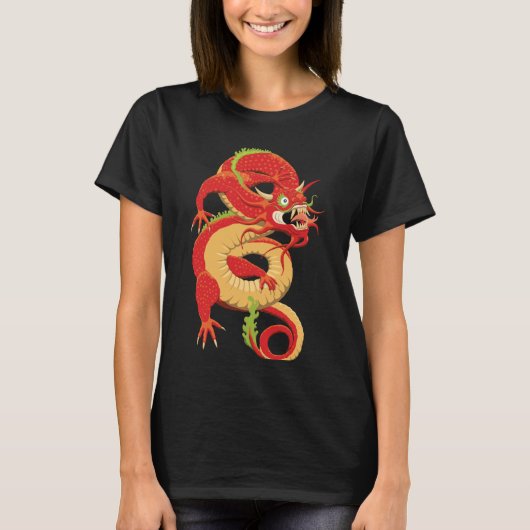 レッド中国の・ドラゴン Tシャツ (正面)
