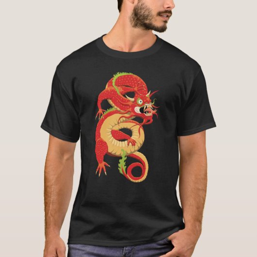 レッド中国の・ドラゴン Tシャツ (正面)