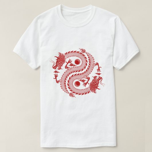 レッド中国の・ドラゴン Tシャツ (デザイン正面)