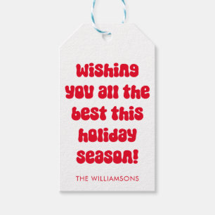 レッド予測できなタイポグラフィレトロクリスマスパーソナライズされた ギフトタグ