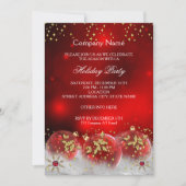 レッド企業の金ゴールドバウズクリスマスホリデーパーティー 招待状 (正面)