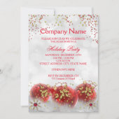 レッド企業の金ゴールドホワイトクリスマスホリデーパーティー 招待状 (正面)