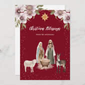 レッド出生シーンクリスチャンクリスマスカード シーズンカード (正面/裏面)