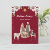 レッド出生シーンクリスチャンクリスマスカード シーズンカード (スタンド正面)