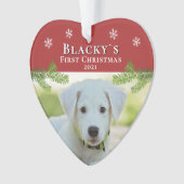 レッド初めてのクリスマスズワンピークリスマスフォトオーナメント オーナメント (正面)