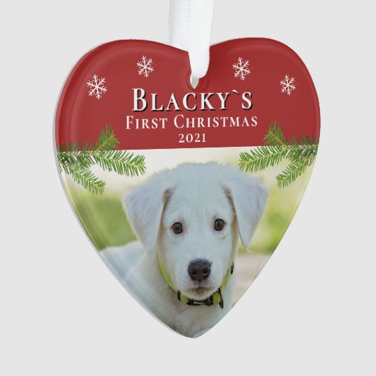 レッド初めてのクリスマスズワンピークリスマスフォトオーナメント オーナメント (正面)