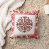 レッド刺繍デザイン クッション (ブランケット)