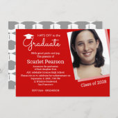 レッド卒業パーティーお祝い招待状 招待状 (正面/裏面)