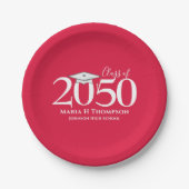 レッド卒業パーティーシンプルカスタム ペーパープレート (正面)