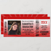 レッド卒業パーティーチケット招待状 招待状 (正面/裏面)