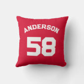 レッド名前をカスタムする&ナンバースポーツファン クッション (裏面)