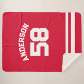 レッド名前をカスタムする&ナンバースポーツファン シェルパブランケット (正面(横))