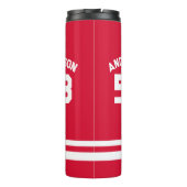 レッド名前をカスタムする&ナンバースポーツファン タンブラー (裏面)