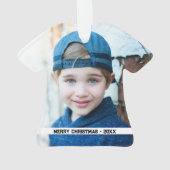 レッド名前をカスタムする、ナンバー、フォトスポーツジャージー オーナメント (裏面)