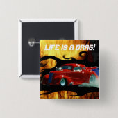 レッド喫煙ドアスラマードラッグレーシングカー 缶バッジ (正面&裏面)