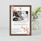 レッド大切さくらんぼブロッサムバプティスマス招待状 招待状 (スタンド正面)