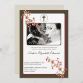 レッド大切さくらんぼブロッサムバプティスマス招待状 招待状 (正面/裏面)