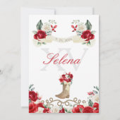 レッド女性のカーボーイプリンセスホースチャロキンセニェラ 招待状 (裏面)