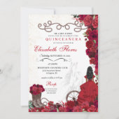 レッド女性のカーボーイランチェロウェスタンキンセアニェラ 招待状 (正面)