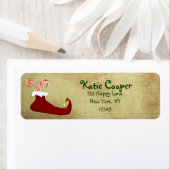 レッド小妖精や小人スリッパとキャンディカン ラベル (インサイチュ)