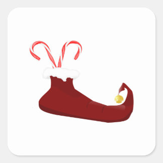 レッド小妖精や小人スリッパとキャンディキャンズスクエアステッカー スクエアシール