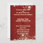 レッド工具付き革及びレース結婚式招待状 招待状 (正面)