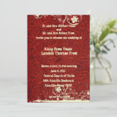 レッド工具付き革及びレース結婚式招待状 招待状 (スタンド正面)