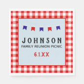 レッド市松模様にタブレクロスサマーピクニックパーティー スタンダードランチョンナプキン (正面)