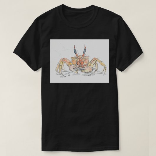 レッド幽霊カニイラストレーション Tシャツ (デザイン正面)