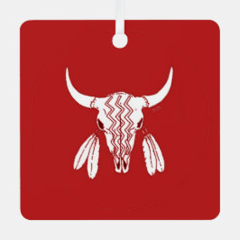 レッド幽霊ダンスバッファロースクエアメタルオーナメント メタルオーナメント