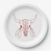 レッド幽霊ダンスバッファローライン大きな紙プレート ペーパープレート (正面)