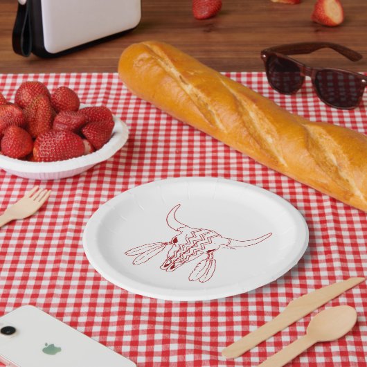 レッド幽霊ダンスバッファローライン紙プレート ペーパープレート (ピクニック)