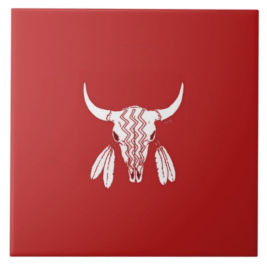 レッド幽霊ダンスバッファローラージタイル タイル (正面)