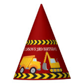 レッド建築車カスタム車ボーイズ誕生日 パーティーハット (正面)