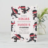 レッド忍者ウォリアー武術アーツ誕生日 招待状 (スタンド正面)