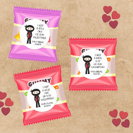 レッド忍者バレンタインデーステッカー ラウンドシール