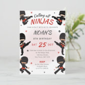 レッド忍者誕生日招待状来 – キックパーティー 招待状 (スタンド正面)