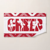 レッド応援タイポグラフィガールズシルエットモダン文字 ハンドタオル (ハンドタオル)