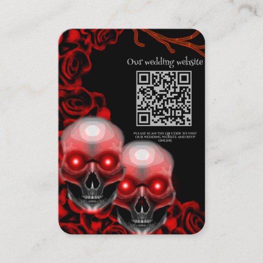 レッド怖いフローラ濃いムーディゴシックスカルハロウィン エンクロージャーカード (正面)