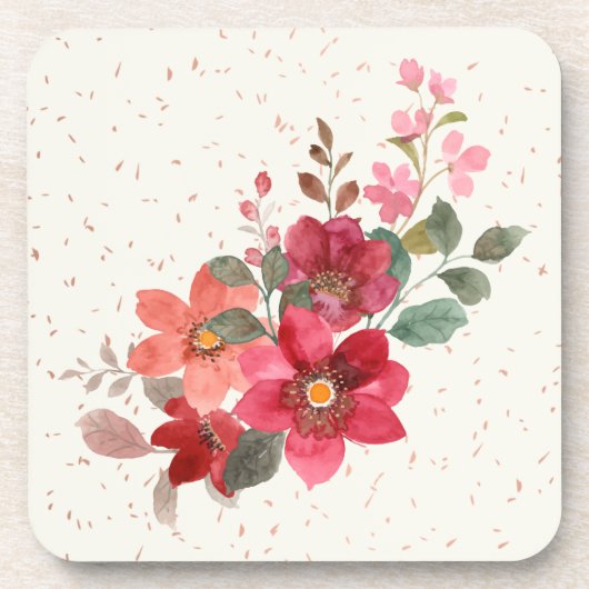 レッド懸命プラスチックコースターセット コースター (正面)