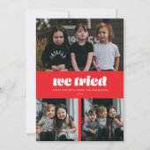 レッド我々は複数の写真おもしろいクリスマスを試みた シーズンカード (正面)