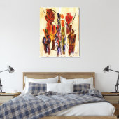 レッド抽象芸術エスニックカップルBeigeキャンバス印刷 キャンバスプリント (インサイチュ (寝室))