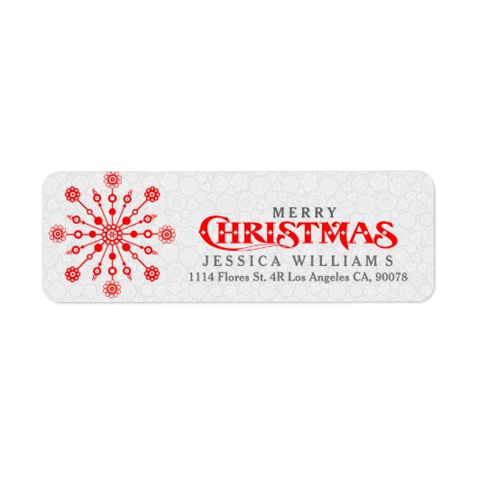 レッド抽象芸術クリスマススノーフレーク ラベル (正面)