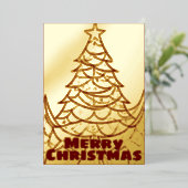 レッド抽象芸術メリークリスマスツリーイラストレーション 箔シーズンカード (立ち正面)