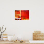 レッド抽象芸術絵画のアートポスター ポスター (キッチン)