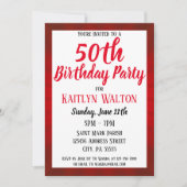 レッド日が差すこと50thバースデーパーティー 招待状 (正面)
